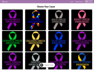 Shopify Store Selling Awareness Themed Apparel And Accessories