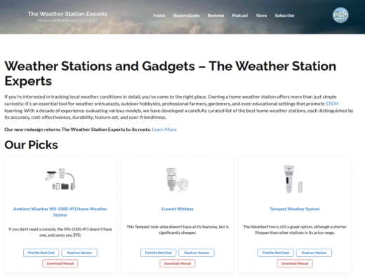 Weather Tech Review Content Site