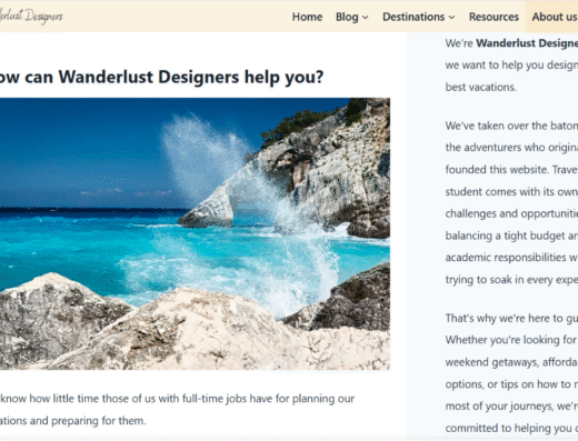 Travel Affiliate Content Site