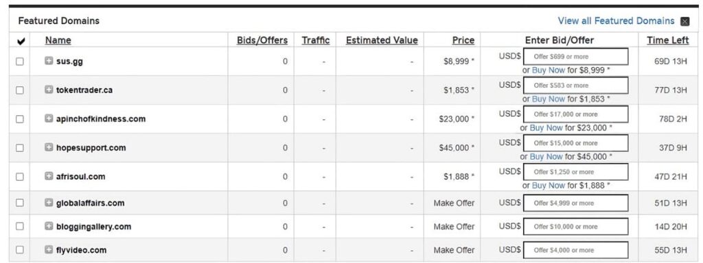 featured domains