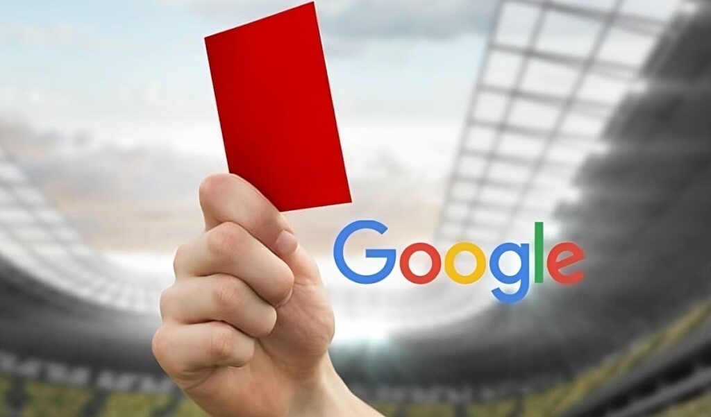 google with red card