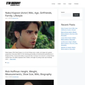 Entertainment Biography Website With Sponsored Article Revenue